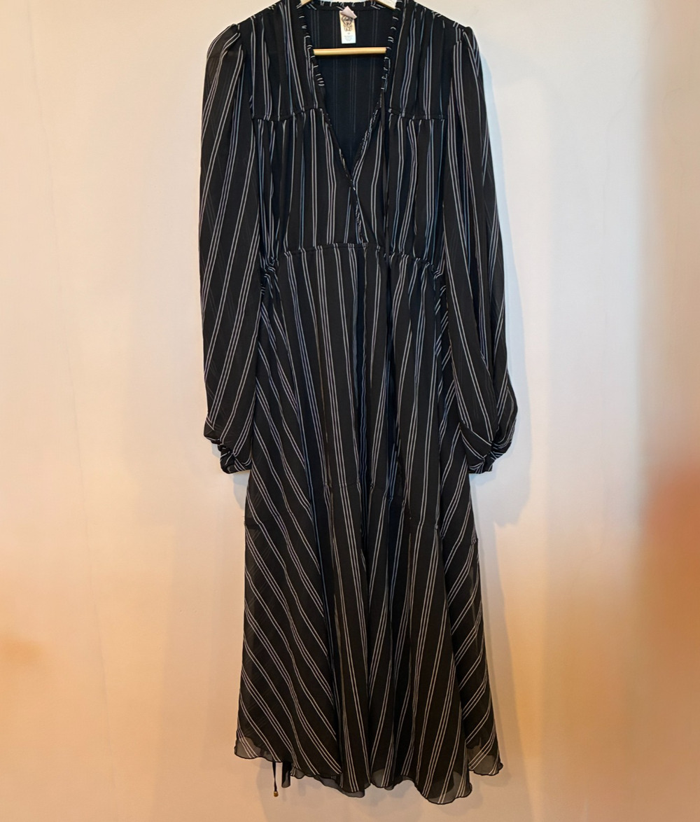 We Are HAH Lovin Lindhah Dress Black/White Pinstripe Size M